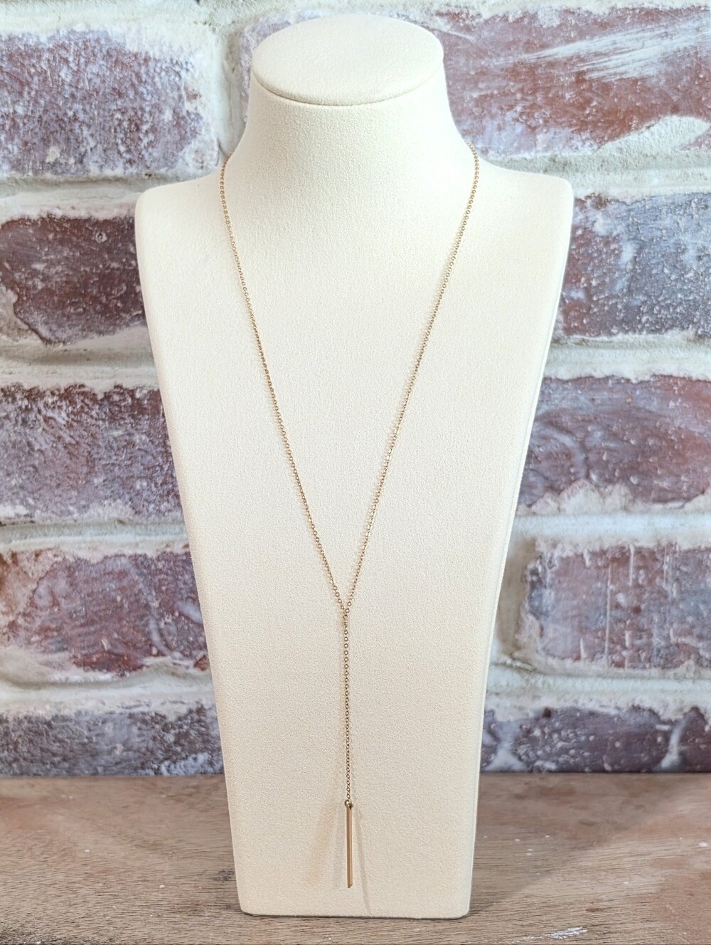 GLDN Delicate Gold Y-Bar Drop Necklace